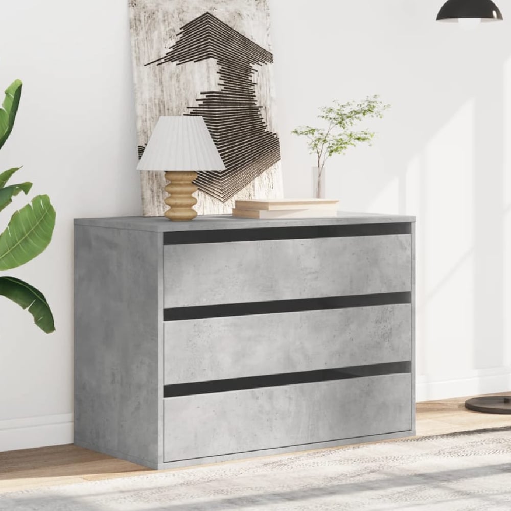 fontana wooden chest of 3 drawers in concrete grey