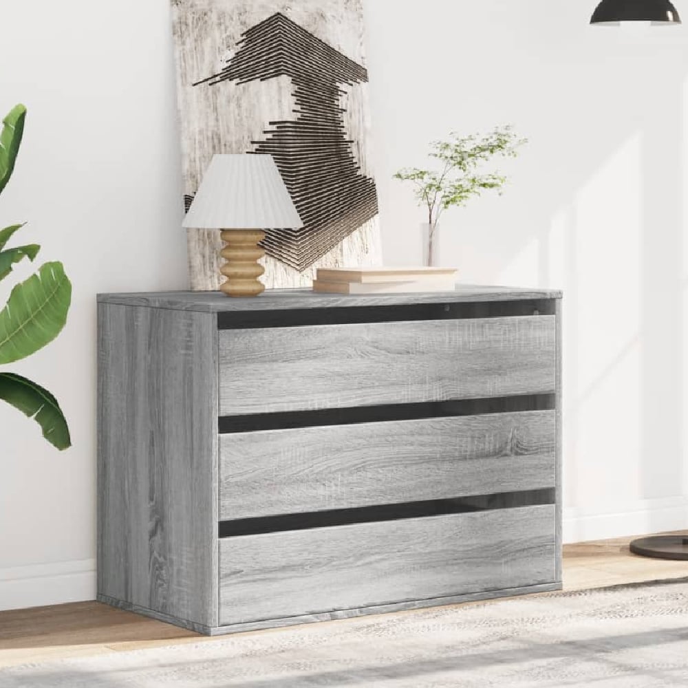 Product photograph of Fontana Wooden Chest Of 3 Drawers In Grey Sonoma from Furniture in Fashion