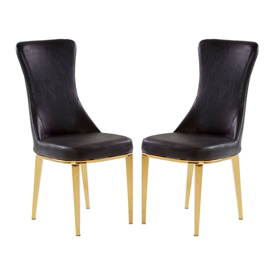 Product photograph of Denebola Black Pu Leather Dining Chair In A Pair from Furniture in Fashion