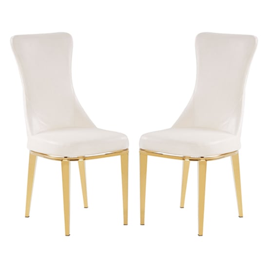Product photograph of Denebola White Pu Leather Dining Chair In A Pair from Furniture in Fashion