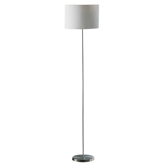 Photo of Formito white fabric shade floor lamp with stainless steel base