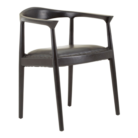 Read more about Formosa black leather accent chair with wooden frame