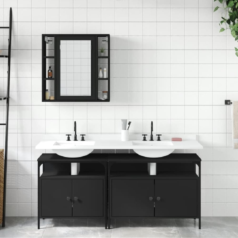 forsyth wooden 3 piece bathroom cabinet set in black