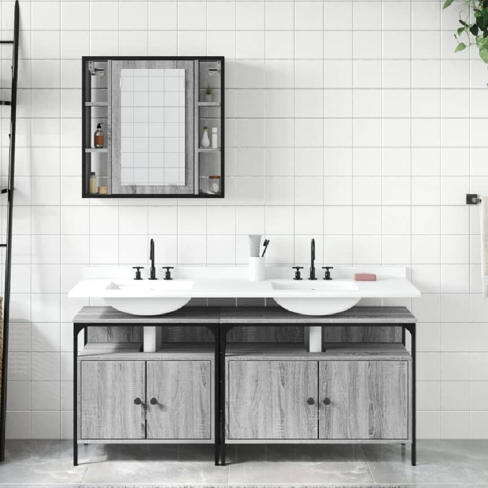 Read more about Forsyth wooden 3 piece bathroom cabinet set in grey sonoma