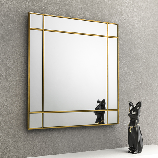 Product photograph of Fabron Square Wall Mirror In Gold from Furniture in Fashion