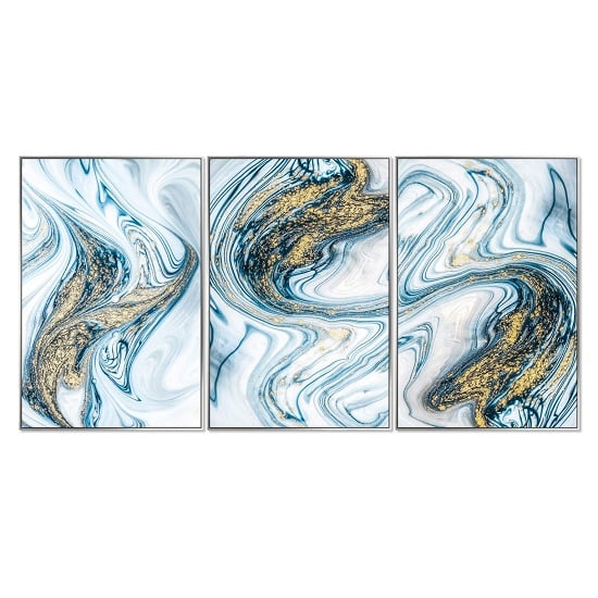 Acrylic Framed Pictures Aqua Marble Effect (Set Of Three) | Furniture ...