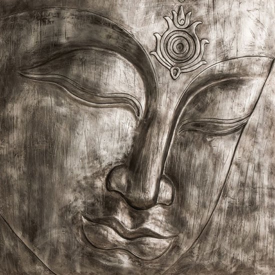 Read more about Francesca large metal buddha wall plaque in antique silver
