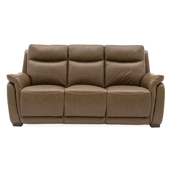 Francesco Leather Fixed 3 Seater Sofa In Tan Brown | Furniture In Fashion