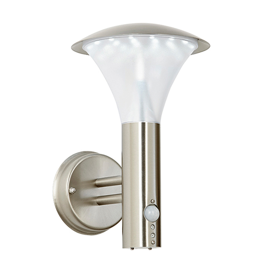 Product photograph of Francis Led Pir Wall Light In Brushed Stainless Steel from Furniture in Fashion