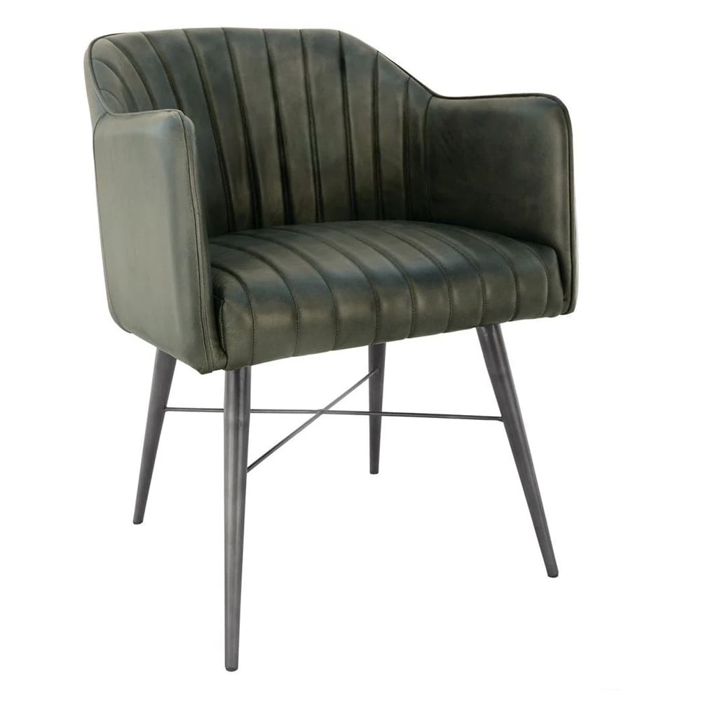 Product photograph of Fraser Leather Dining Chair With Metal Legs In Light Grey from Furniture in Fashion