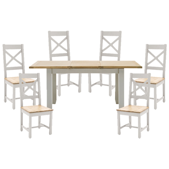 Product photograph of Freda Large Extending Dining Table With 6 Cross Back Chairs from Furniture in Fashion