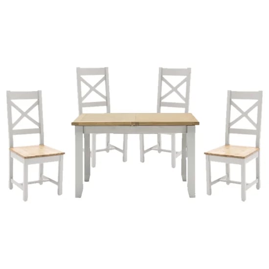 Product photograph of Freda Wooden Dining Table With 4 Cross Back Chairs from Furniture in Fashion