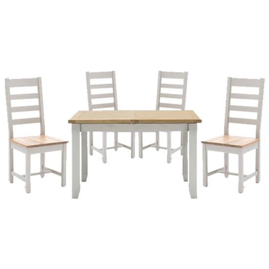 Product photograph of Freda Wooden Dining Table With 4 Ladder Back Chairs from Furniture in Fashion