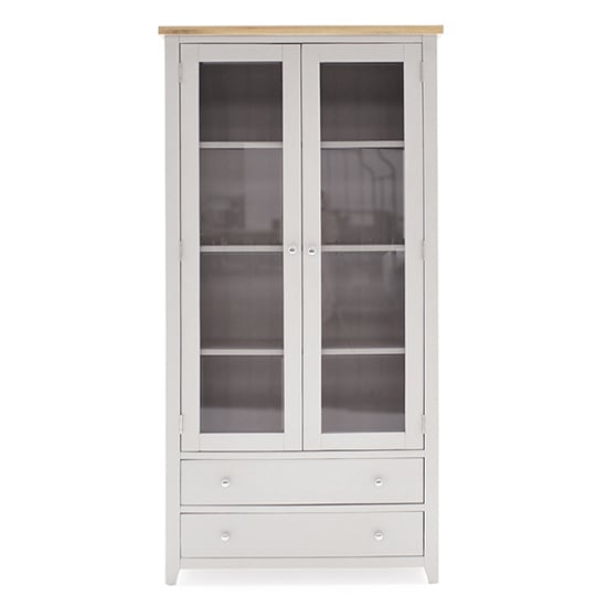 Photo of Freda wooden display cabinet with 2 doors in grey and oak