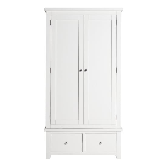 Product photograph of Freda Wooden Wardrobe With 2 Doors 2 Drawers In White from Furniture in Fashion