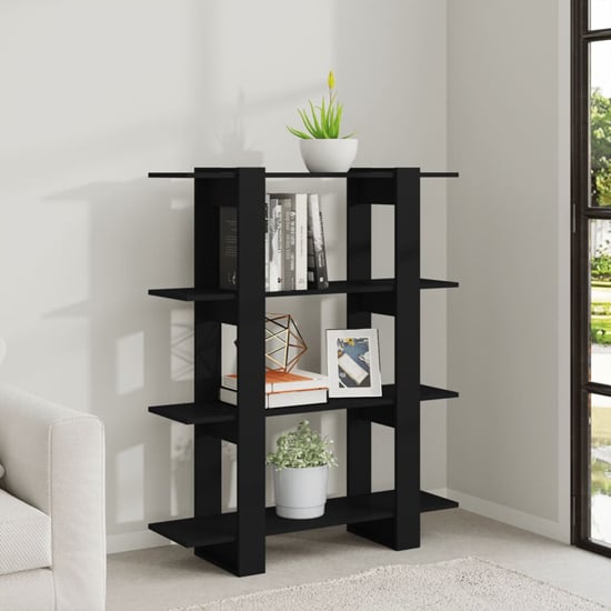 Read more about Frej wooden bookshelf and room divider in black