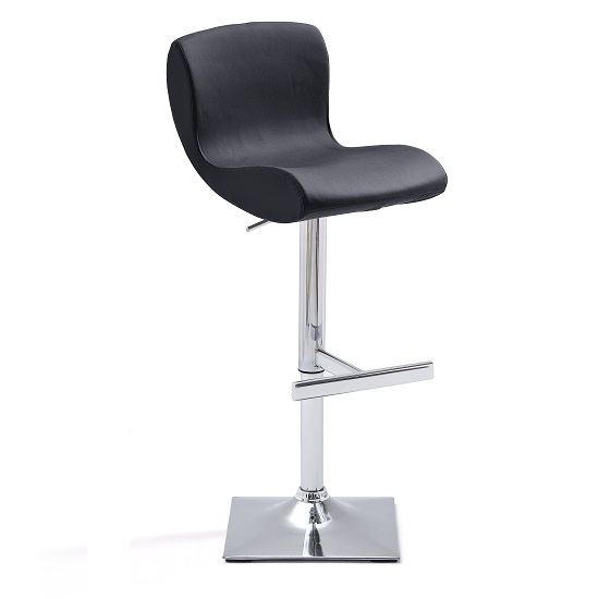 Product photograph of Fresh Bar Stool In Black Faux Leather With Square Chrome Base from Furniture in Fashion