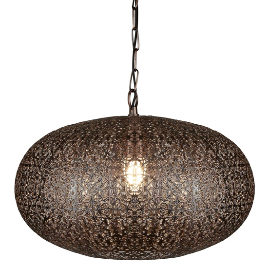 Product photograph of Fretwork Ceiling Pendant Light In Antique Copper from Furniture in Fashion