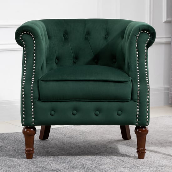 Product photograph of Freya Fabric Upholstered Accent Chair In Green from Furniture in Fashion