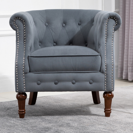 Product photograph of Freya Fabric Upholstered Accent Chair In Grey from Furniture in Fashion