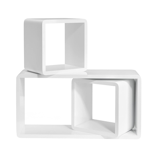 Frisco Wooden 3 Cube Floating Wall Shelves In White | Sale