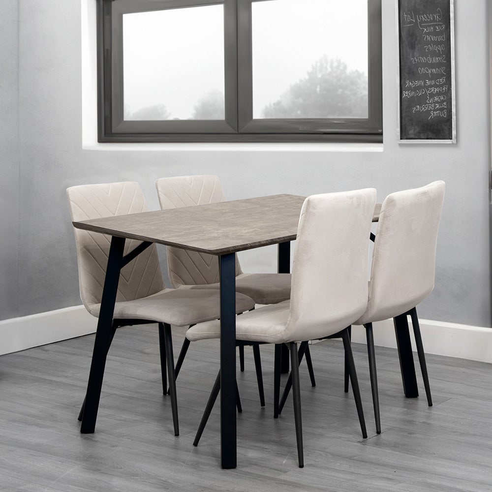 Product photograph of Frisco Concrete Effect Dining Table Small With 4 Taupe Chairs from Furniture in Fashion