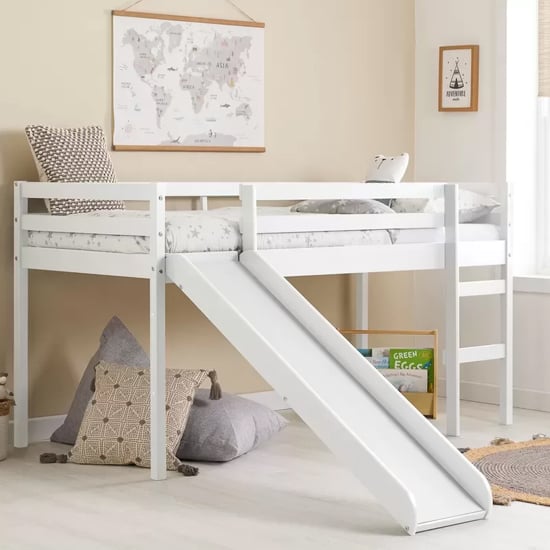 frisco wooden midi sleeper bunk bed with slide in white