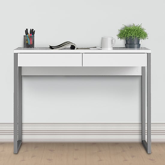 Read more about Frosk high gloss 2 drawers computer desk in white