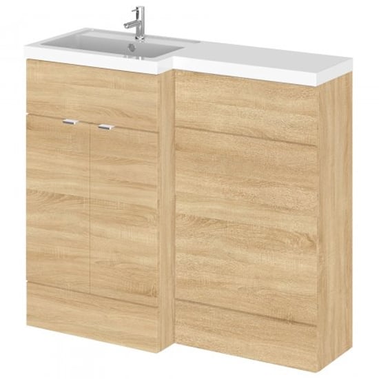 Product photograph of Fuji 100cm Left Handed Vanity With L-shaped Basin In Oak from Furniture in Fashion