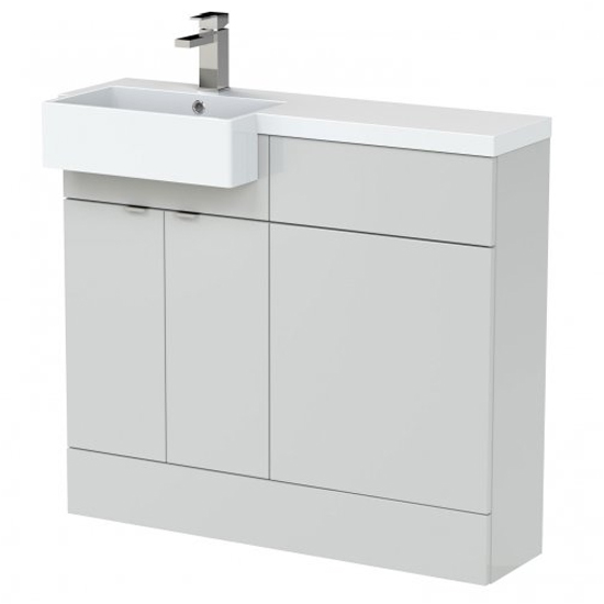 Product photograph of Fuji 100cm Left Handed Vanity With Square Basin In Grey Mist from Furniture in Fashion