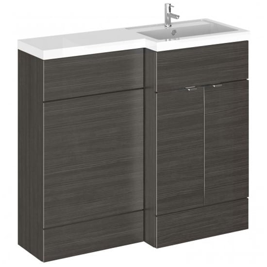 Product photograph of Fuji 100cm Right Handed Vanity With L-shaped Basin In Black from Furniture in Fashion