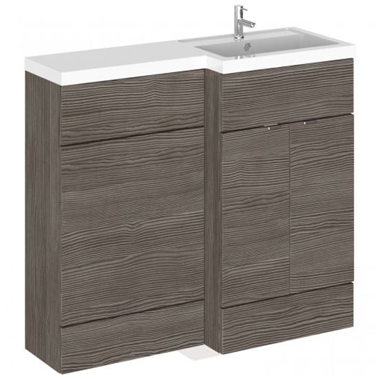Product photograph of Fuji 100cm Right Handed Vanity With L-shaped Basin In Brown from Furniture in Fashion