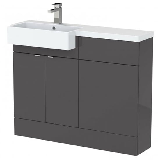 Product photograph of Fuji 110cm Left Handed Vanity With Square Basin In Gloss Grey from Furniture in Fashion