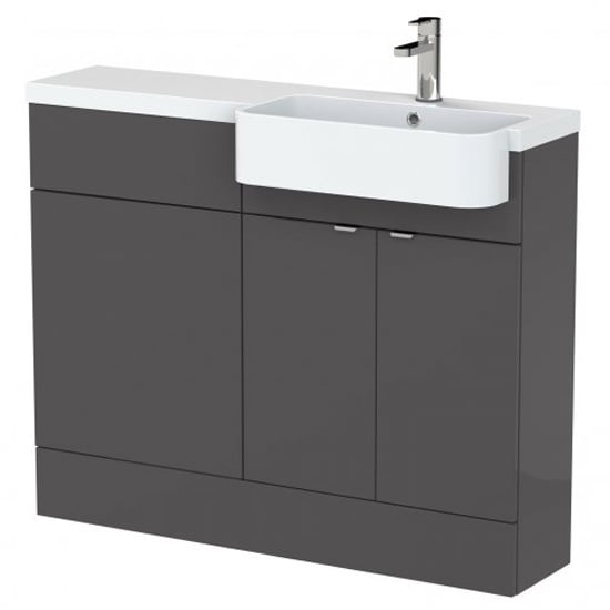 Product photograph of Fuji 110cm Right Handed Vanity With Round Basin In Gloss Grey from Furniture in Fashion
