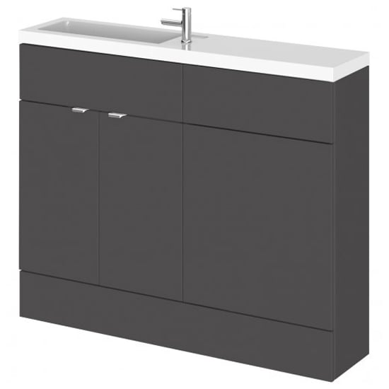 Product photograph of Fuji 110cm Vanity Unit With Slimline Basin In Gloss Grey from Furniture in Fashion