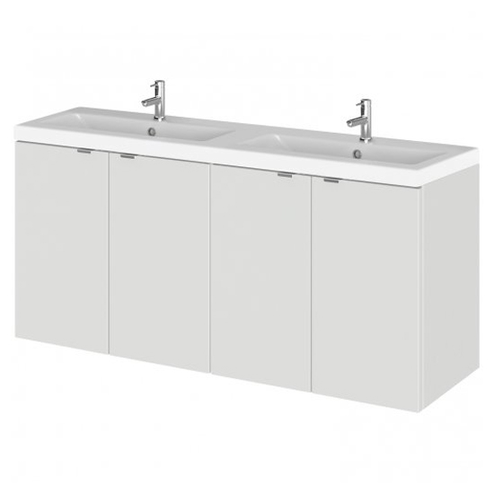Product photograph of Fuji 120cm 4 Doors Wall Vanity With Basin 2 In Gloss Grey Mist from Furniture in Fashion