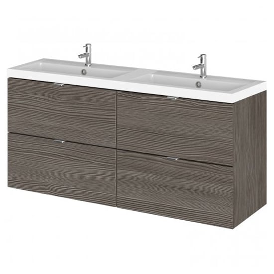 Product photograph of Fuji 120cm 4 Drawers Wall Vanity With Basin 1 In Brown Grey from Furniture in Fashion