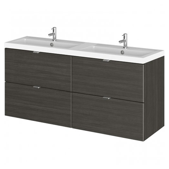 Product photograph of Fuji 120cm 4 Drawers Wall Vanity With Basin 1 In Hacienda Black from Furniture in Fashion
