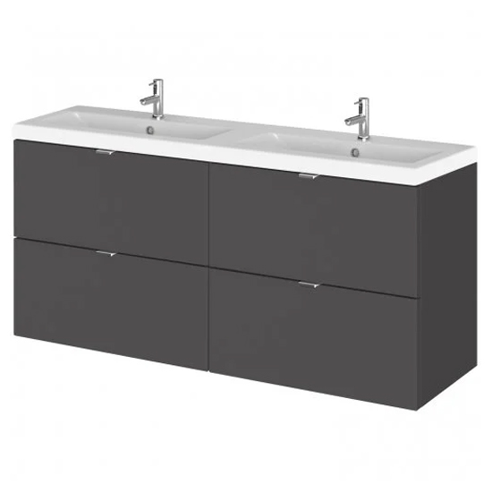 Product photograph of Fuji 120cm 4 Drawers Wall Vanity With Basin 2 In Gloss Grey from Furniture in Fashion