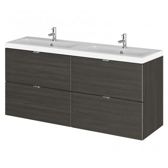 Product photograph of Fuji 120cm 4 Drawers Wall Vanity With Basin 2 In Hacienda Black from Furniture in Fashion