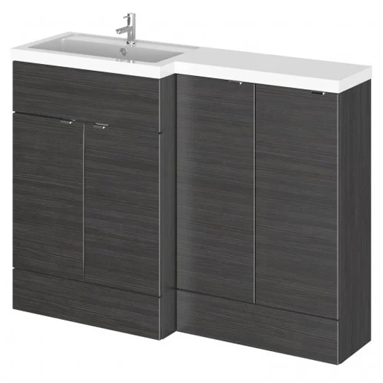Product photograph of Fuji 120cm Left Handed Vanity With Base Unit In Hacienda Black from Furniture in Fashion