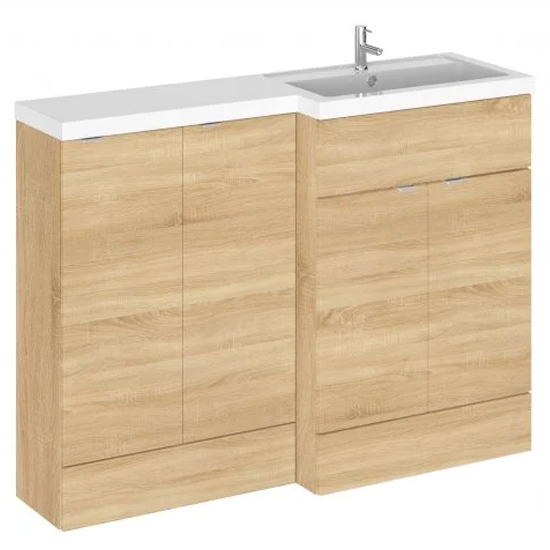 Photo of Fuji 120cm right handed vanity with base unit in natural oak