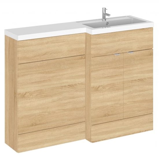 Product photograph of Fuji 120cm Right Handed Vanity With L-shaped Basin In Oak from Furniture in Fashion