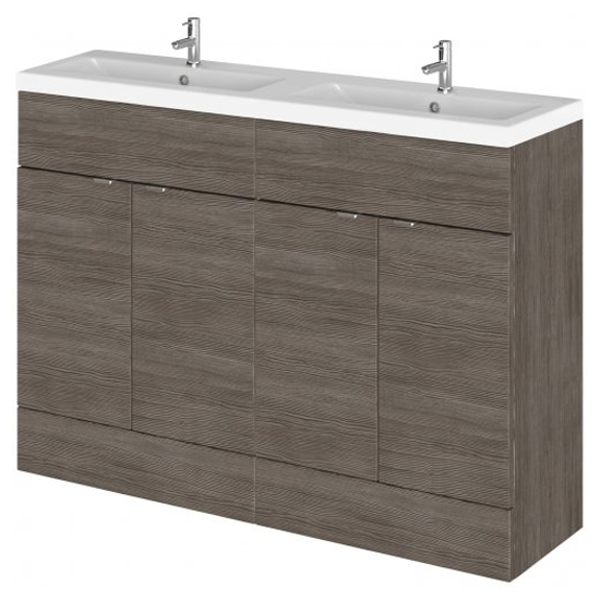 Product photograph of Fuji 120cm Vanity Unit With Ceramic Basin In Brown Grey Avola from Furniture in Fashion