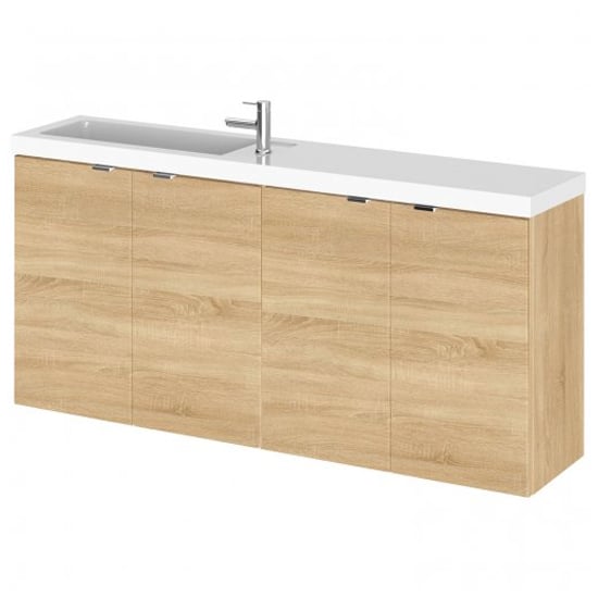 Product photograph of Fuji 120cm Wall Hung Vanity Unit With Basin In Natural Oak from Furniture in Fashion
