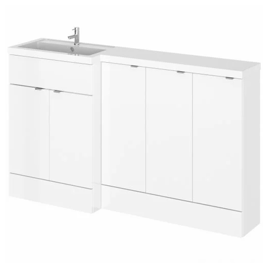 Product photograph of Fuji 150cm Left Handed Vanity With Base Unit In Gloss White from Furniture in Fashion