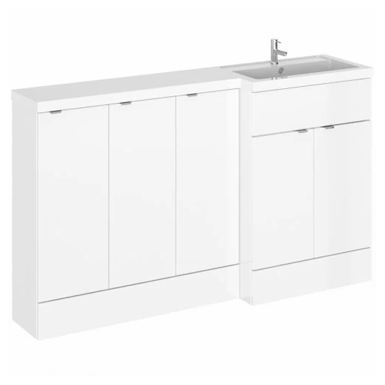 Product photograph of Fuji 150cm Right Handed Vanity With Base Unit In Gloss White from Furniture in Fashion