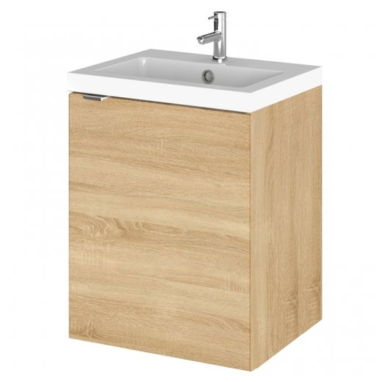 Read more about Fuji 40cm wall vanity with polymarble basin in natural oak