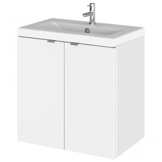 Product photograph of Fuji 50cm 2 Doors Wall Vanity With Basin 2 In Gloss White from Furniture in Fashion