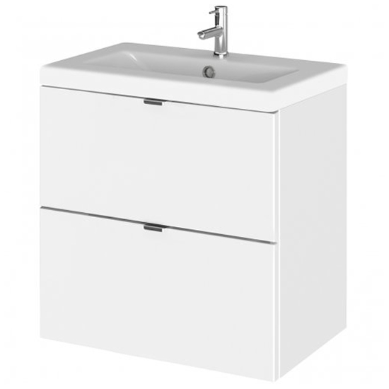 Product photograph of Fuji 50cm 2 Drawers Wall Vanity With Basin 2 In Gloss White from Furniture in Fashion